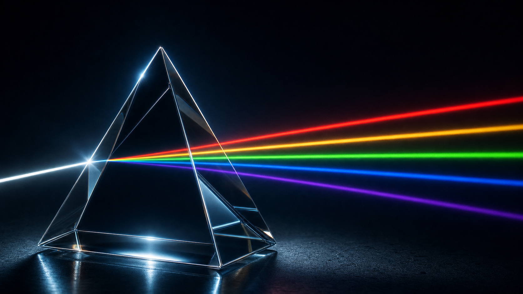 A prism refracting white light into five color beams, the five PRISM research pillars